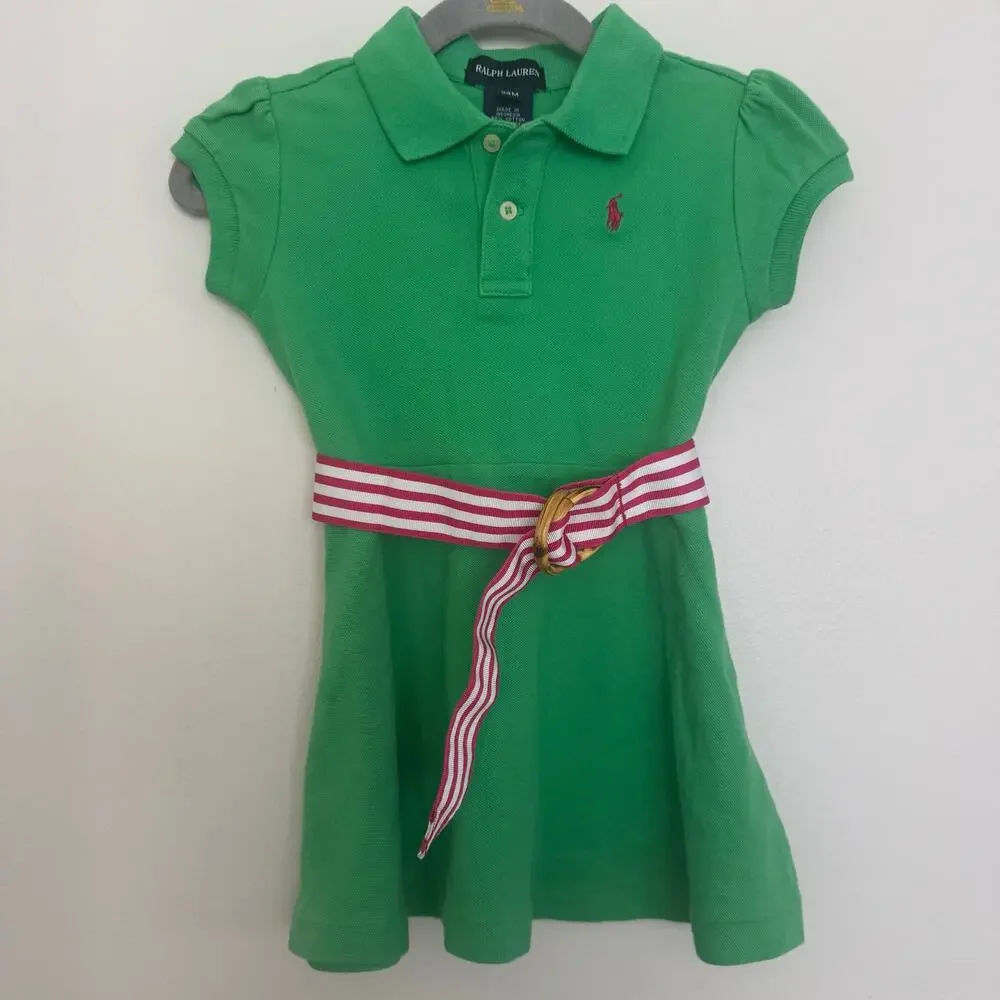 Ralph Lauren Layette Button-Down Dress in Green